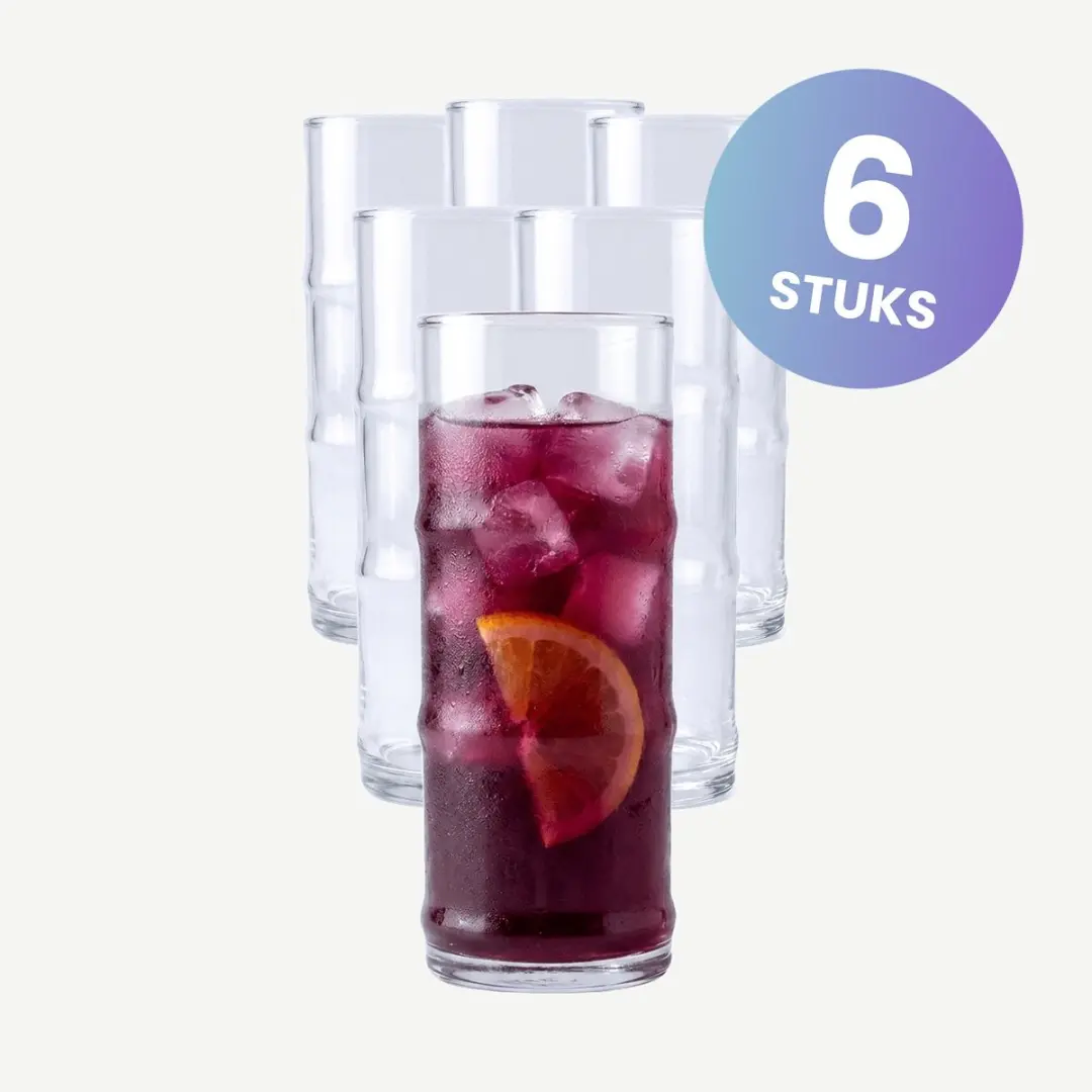 Onis Bamboo Longdrinkglazen Set 6 Stuks - 475ml - Transparant
