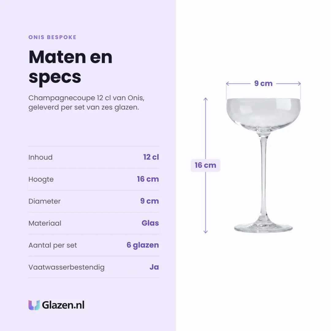 Onis Bespoke Champagneglazen Set - 6 Stuks 120ml - Ø9cm