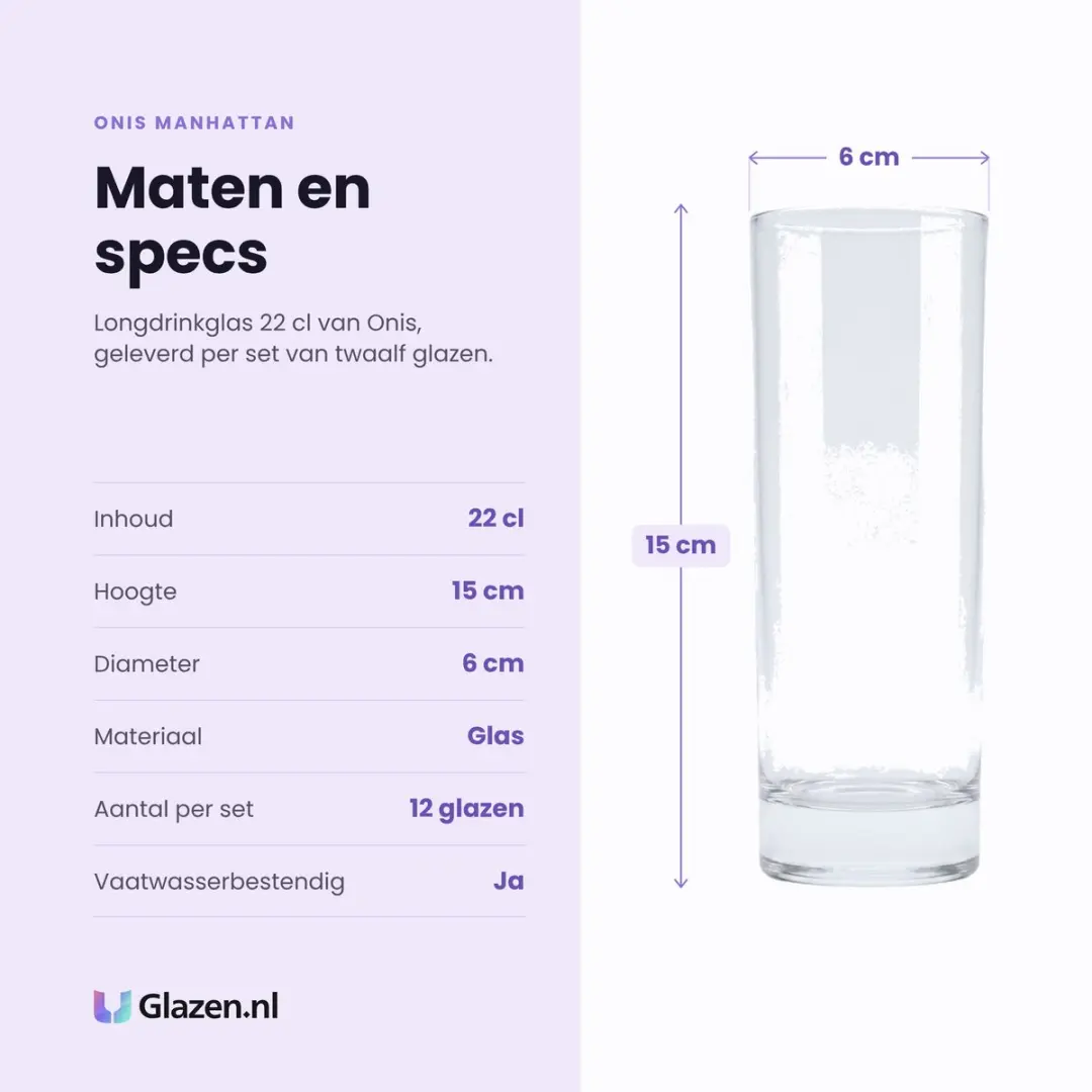 Onis Manhattan Longdrinkglazen 22cl - Set van 12