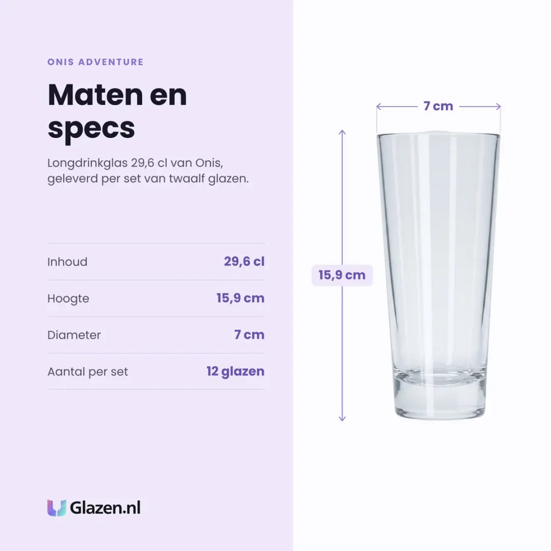 Onis Adventure Longdrinkglazen 296ml - Set van 12