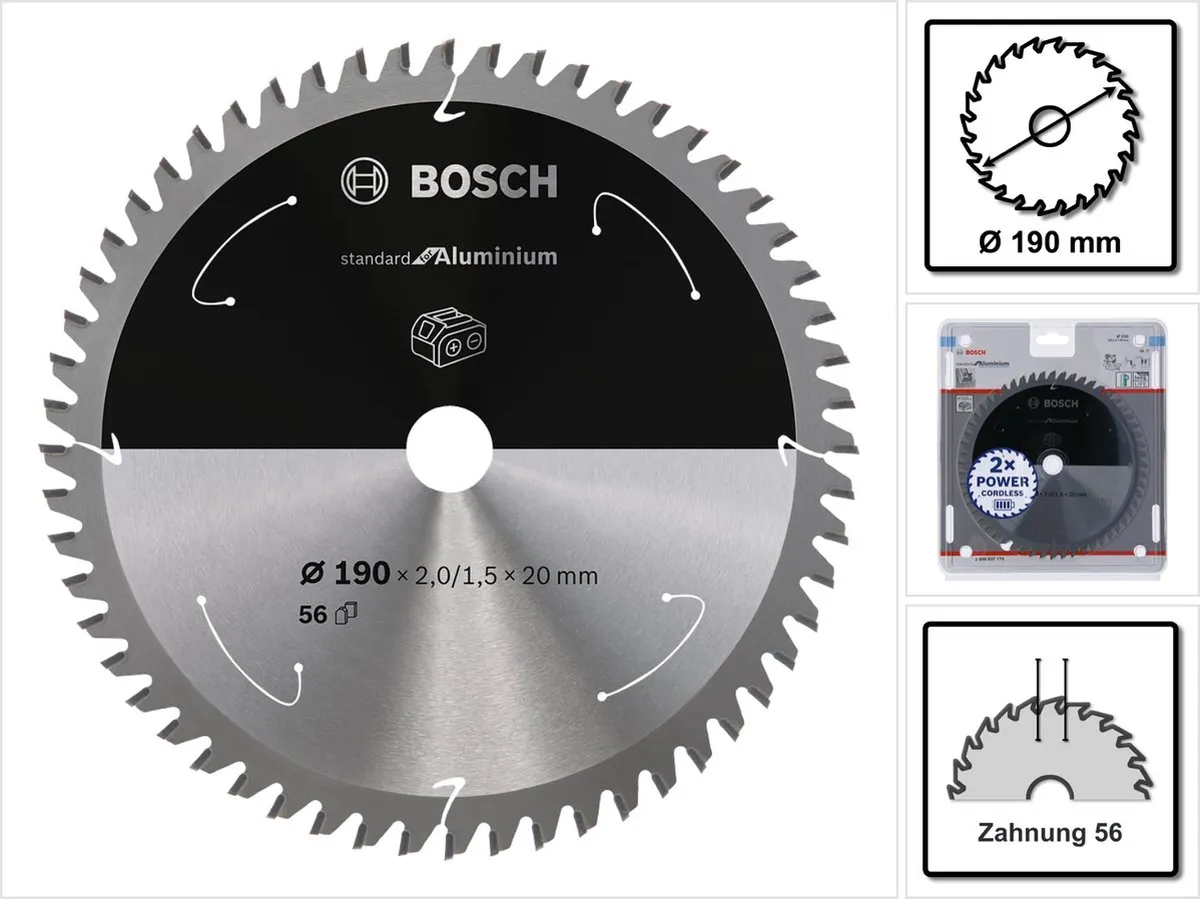 Bosch Professional 2608837770 Cirkelzaagblad Aluminium 190mm - 56 Tanden - afbeelding 6 van 6