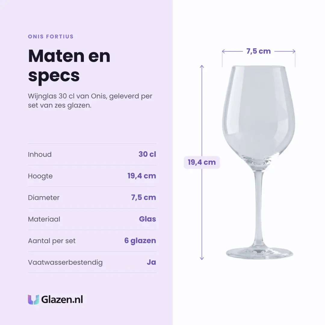 Onis Fortius Wijnglazen 30cl - Set van 6 - Transparant