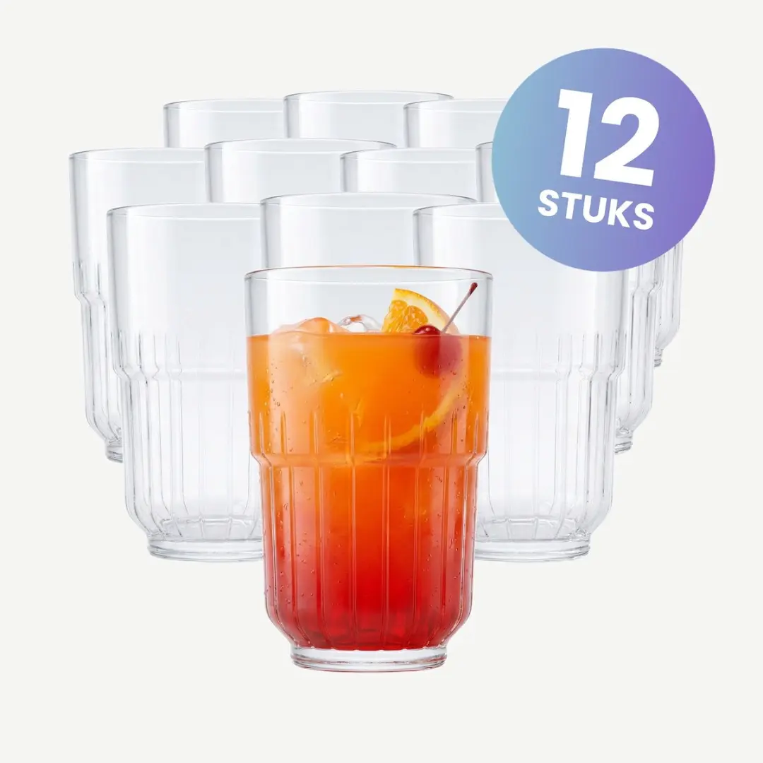 Onis Tarq Longdrinkglazen 345ml - Set van 12 - Transparant