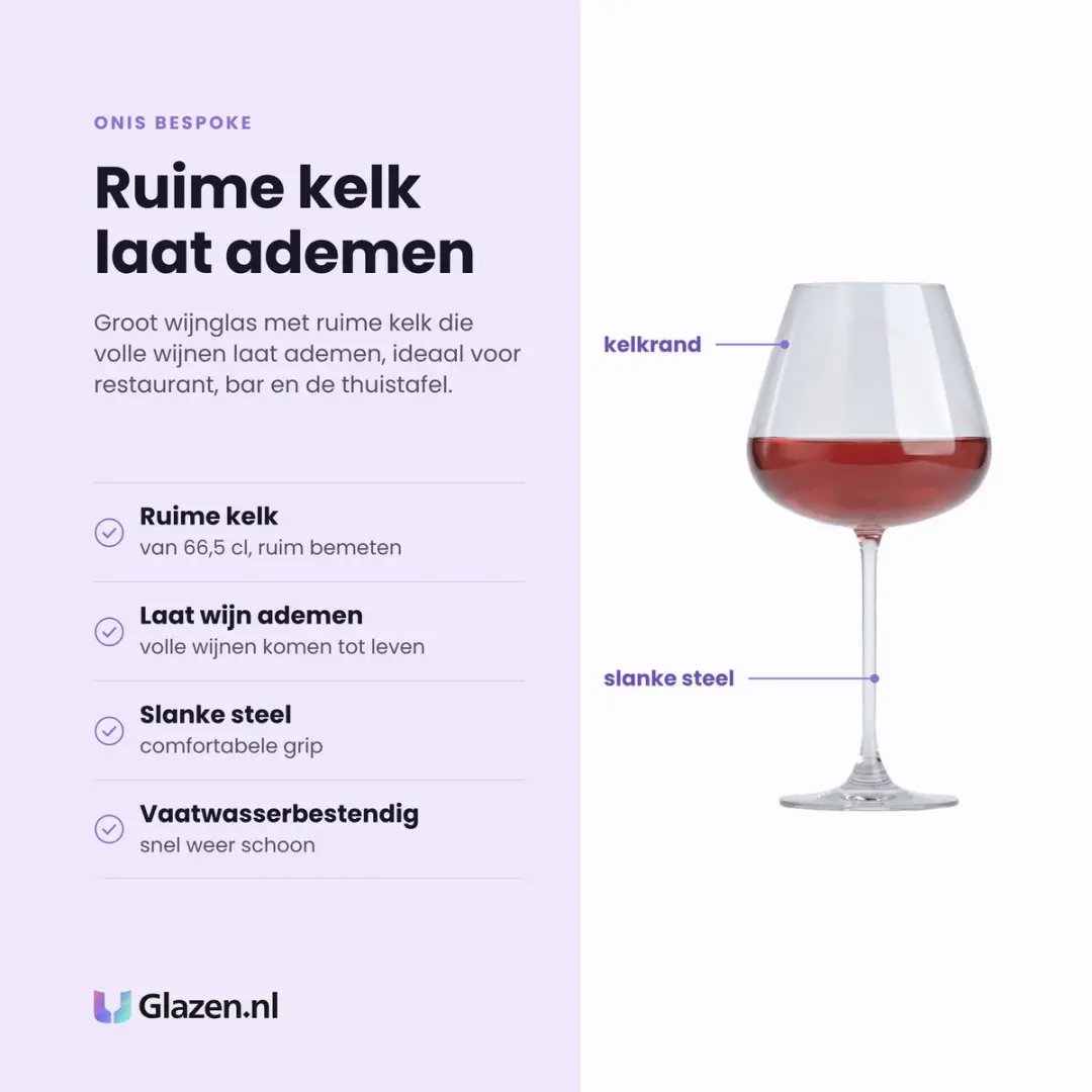 Onis Bespoke Wijnglazen 665ml - Set van 6 - Rood - Transparant