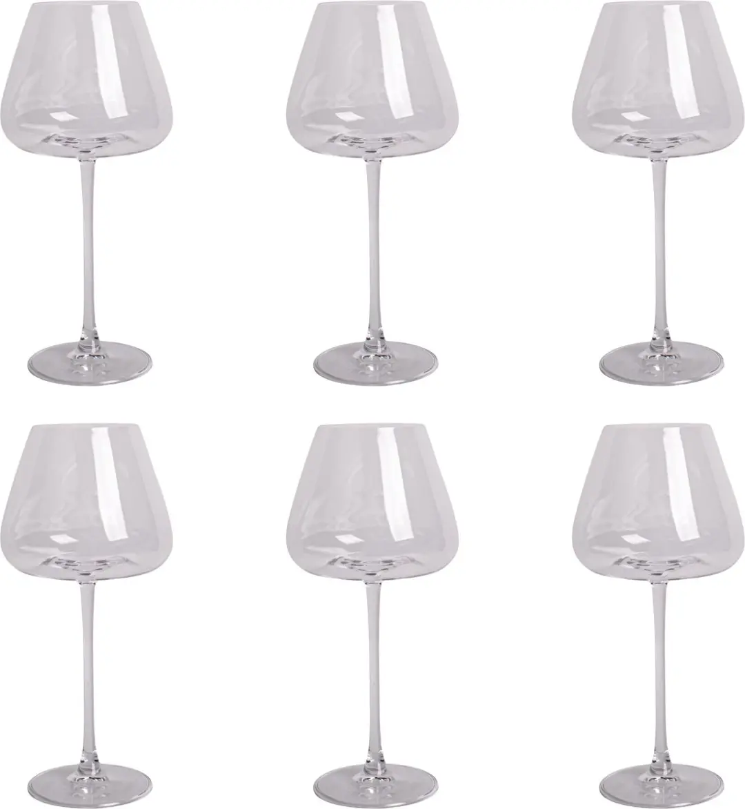 Set van 6 rode wijnglazen
