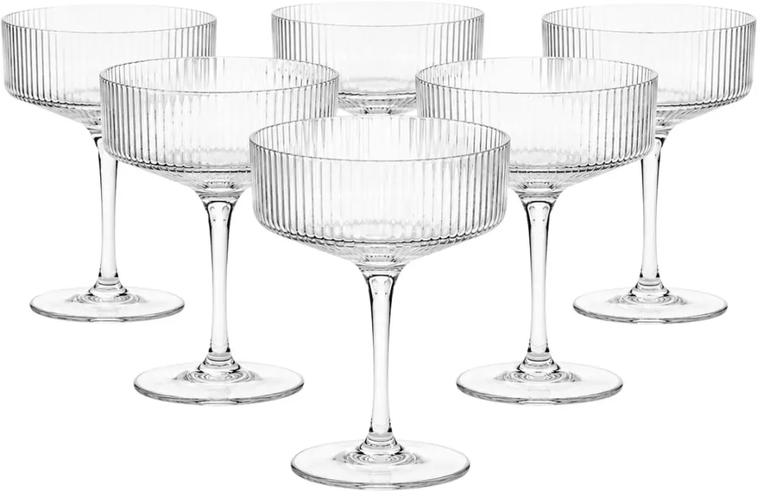 Set van 6 champagneglazen coupe