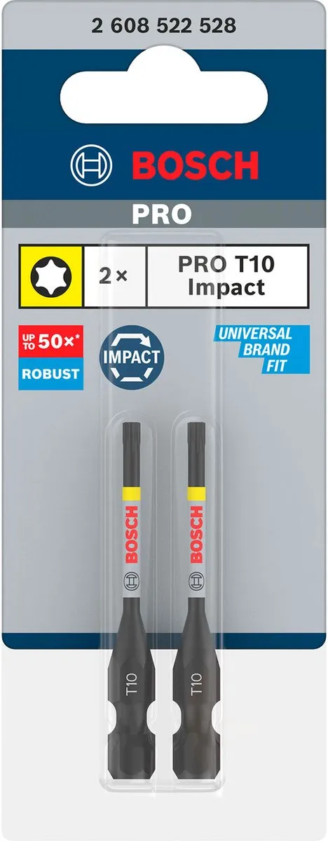 Bosch Professional 2 PRO Bits Impact T10 55mm - 2 Stuks