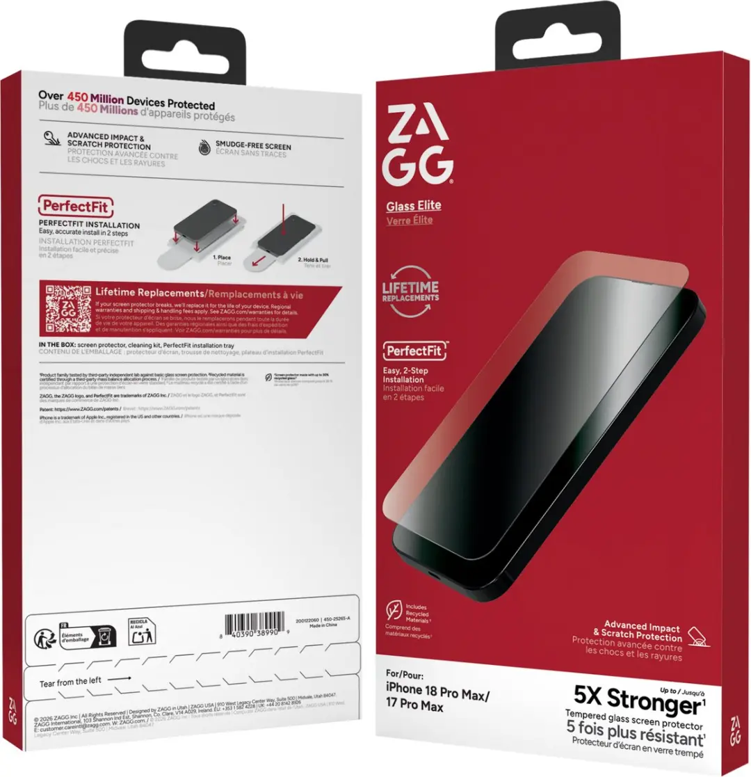 ZAGG InvisibleShield Glass Elite iPhone 18/17 Pro Max