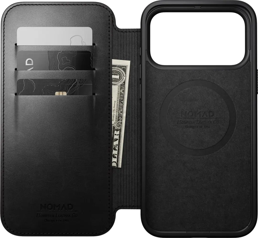 NOMAD Modern Horween Lederen Folio iPhone 18 Pro Max - Zwart - afbeelding 3 van 6