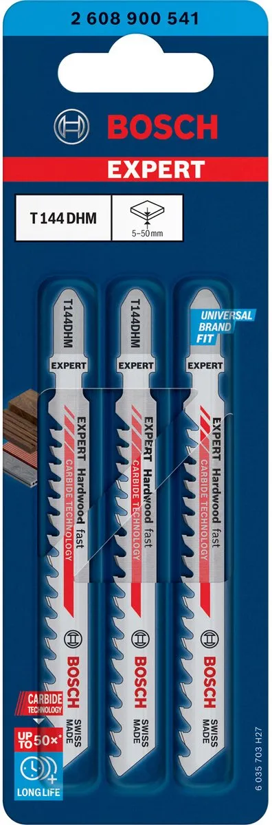 Bosch Professional T144DHM Expert Decoupeerzaagblad - 3 Stuks - Hardhout Fast