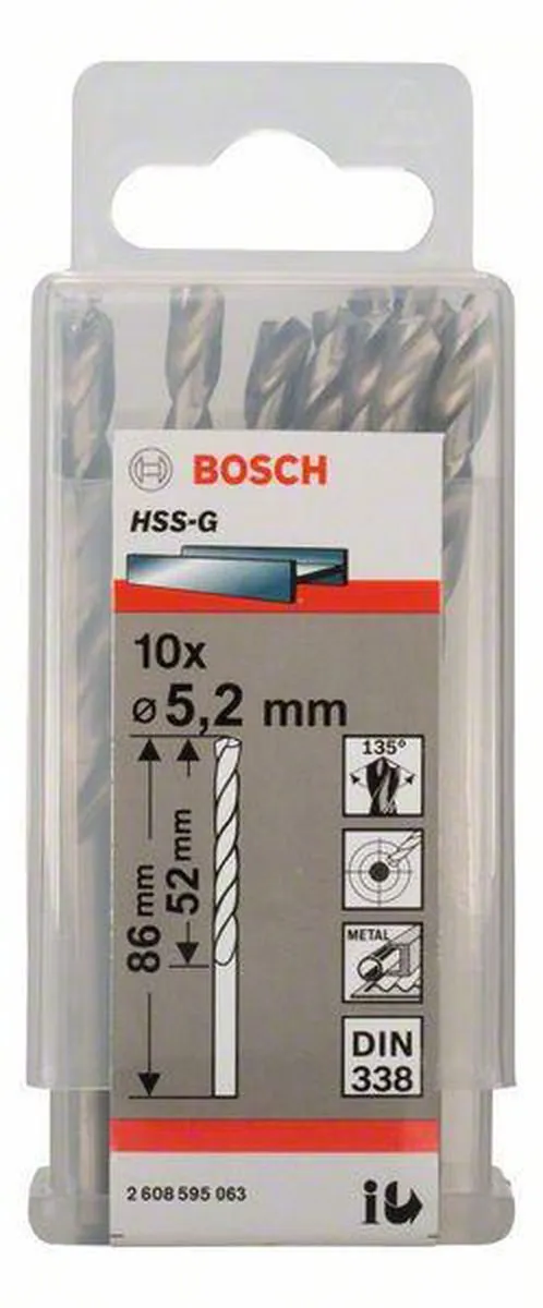 Bosch Professional ST. LINE 5.2mm HSS-G Metaalboren - 10 Stuks