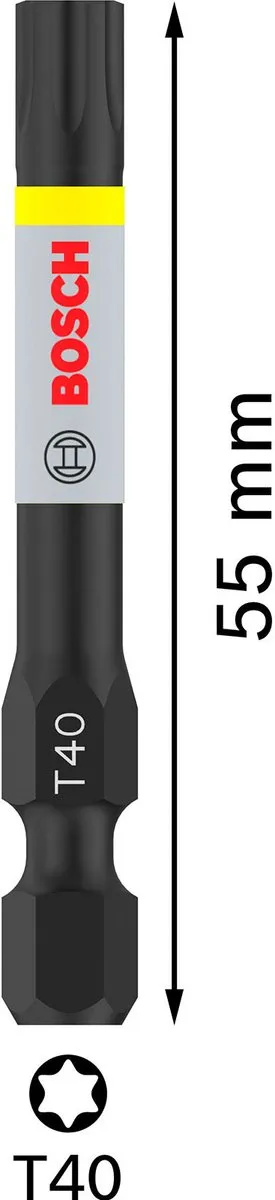 Bosch Professional PRO Torx Slagmoerbeitel T40 55mm - 2-delig