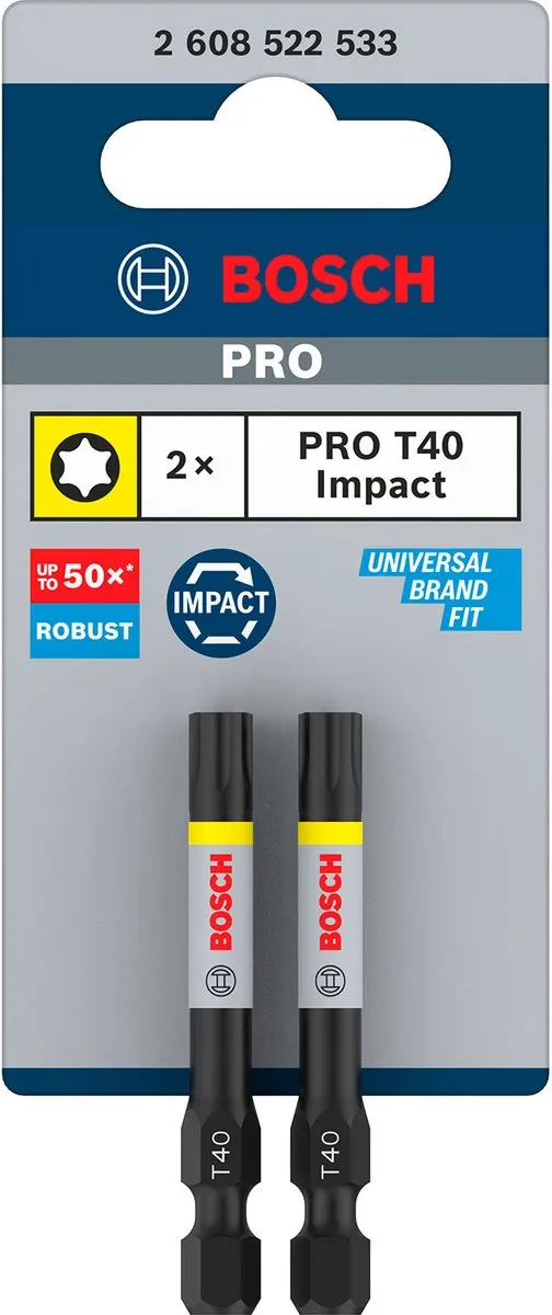 Bosch Professional PRO Torx Slagmoerbeitel T40 55mm - 2-delig