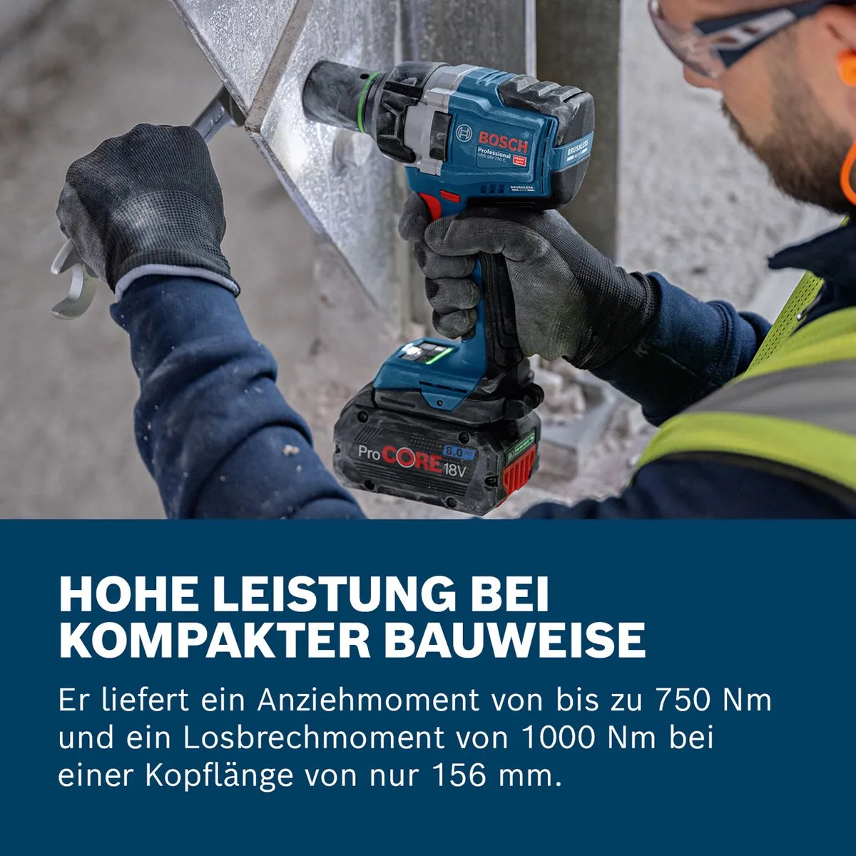 Bosch Professional GDS 18V-750 C Accu-draaislagmoeraanzetter 750 Nm - 3 snelheden