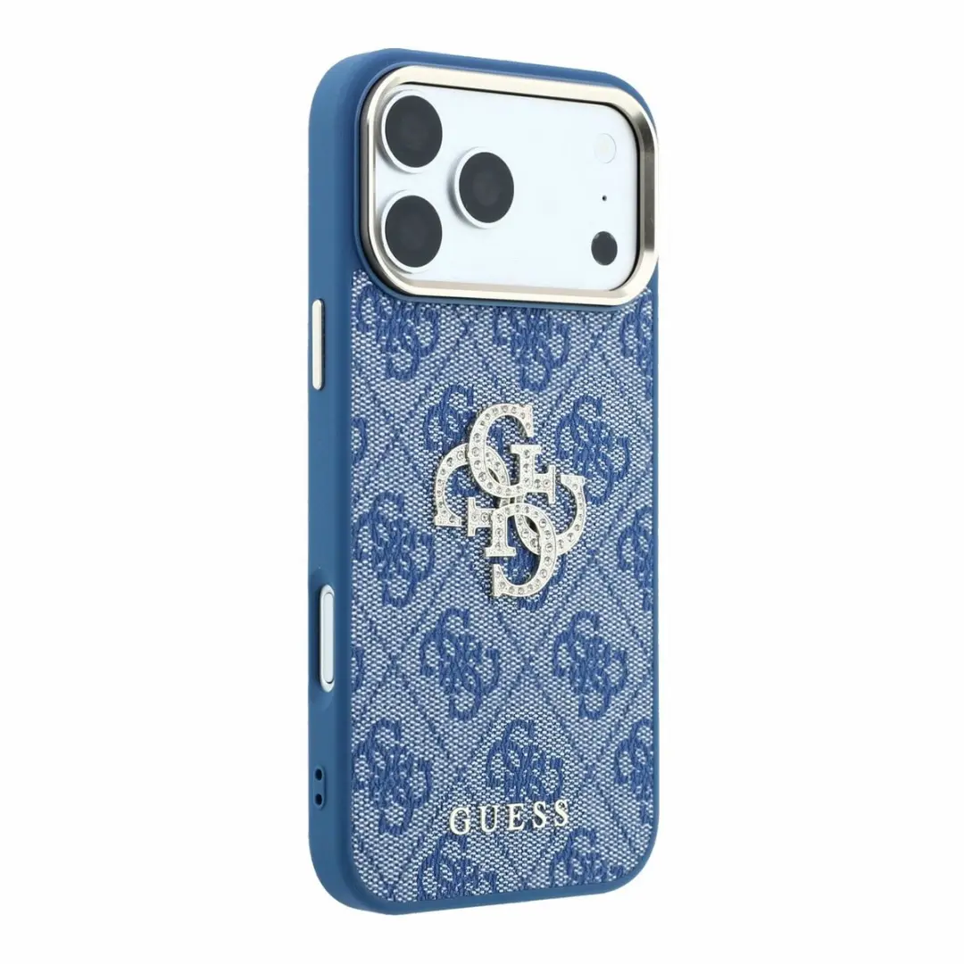 GUESS Hoesje iPhone 17/18 Pro Max Kunstleer Strass - Blauw - afbeelding 5 van 6