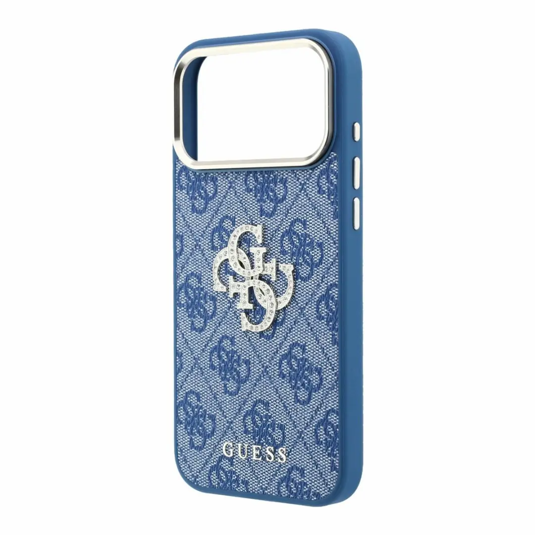 GUESS Hoesje iPhone 17/18 Pro Max Kunstleer Strass - Blauw - afbeelding 6 van 6