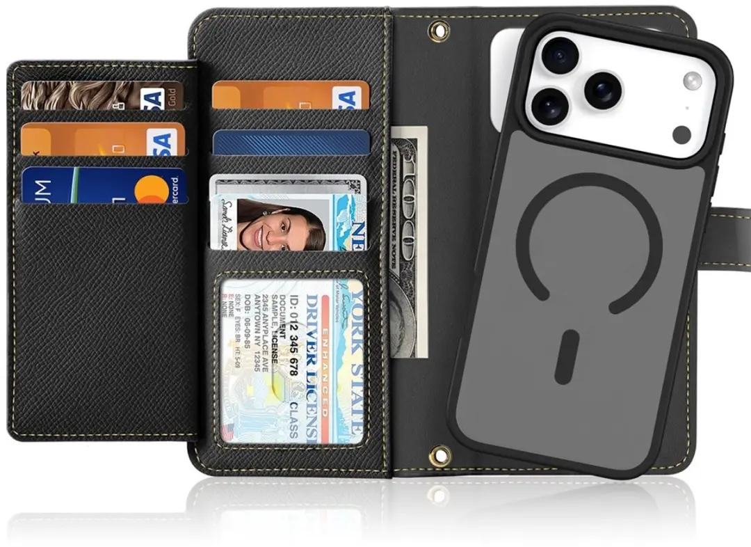 Dux Ducis Lawa iPhone 18 Pro Max Hoesje - MagSafe Portemonnee 7 Pasjes - Zwart - afbeelding 6 van 6