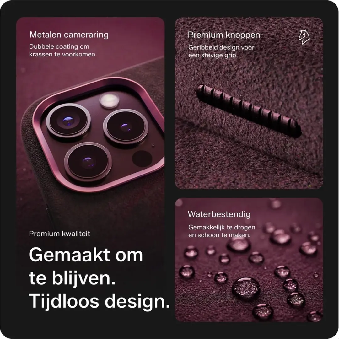 Rosso Avanti iPhone 18 Pro Max Hoesje - MagSafe/Qi2 - Alcantara - Burgundy - afbeelding 2 van 6