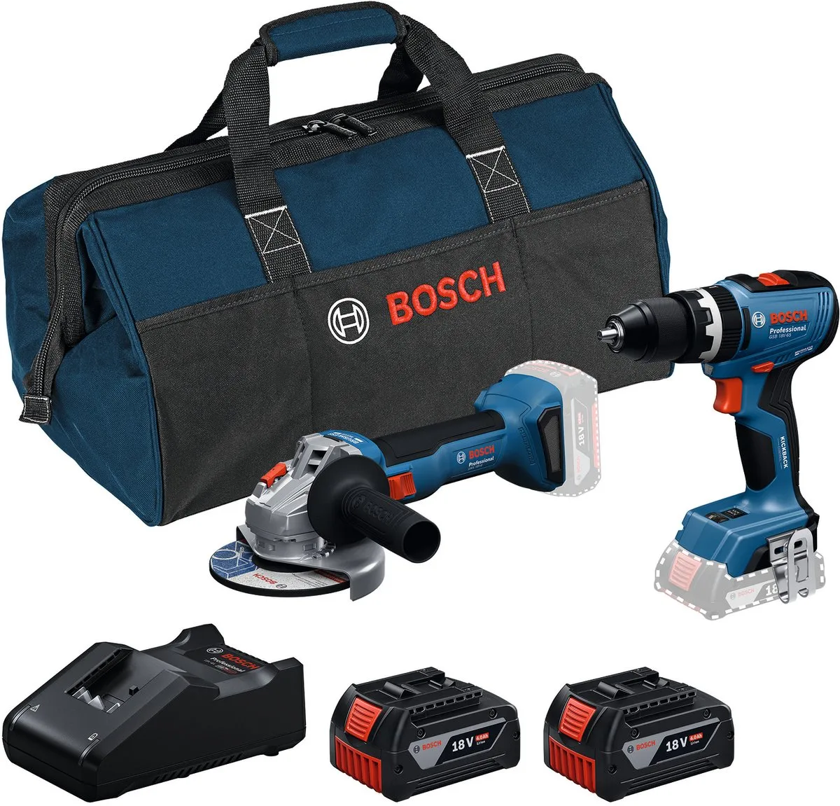 Bosch Professional 18V Klopboormachine GWS 18V-8 & Haakse Slijper GSB 18V-65