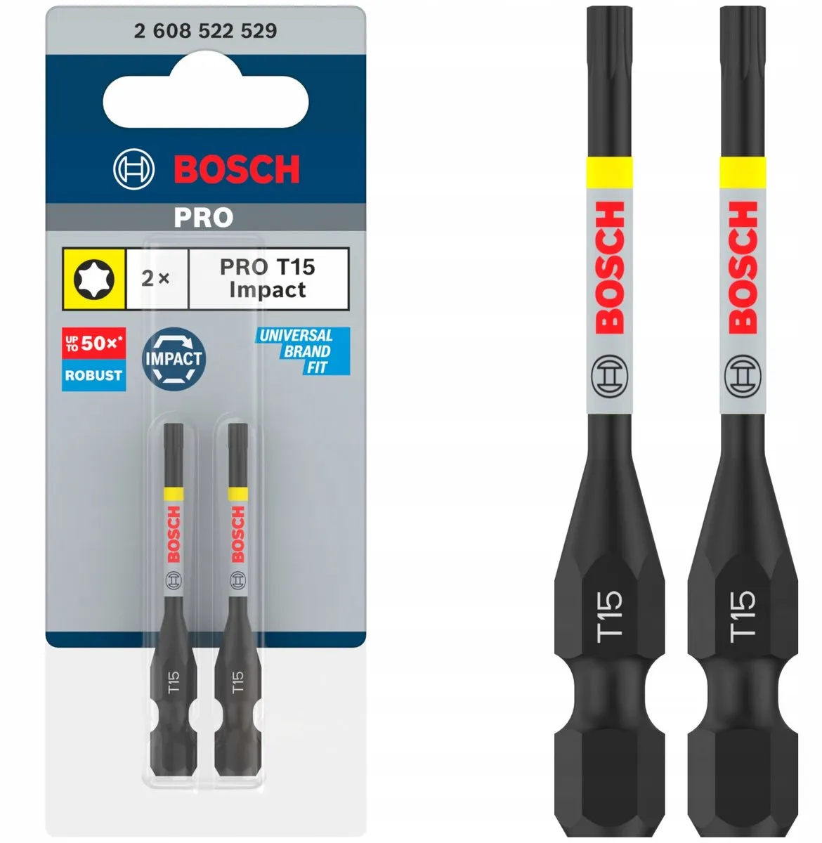 Bosch Professional PRO Impact Torx T15 Bits - 2 Stuks