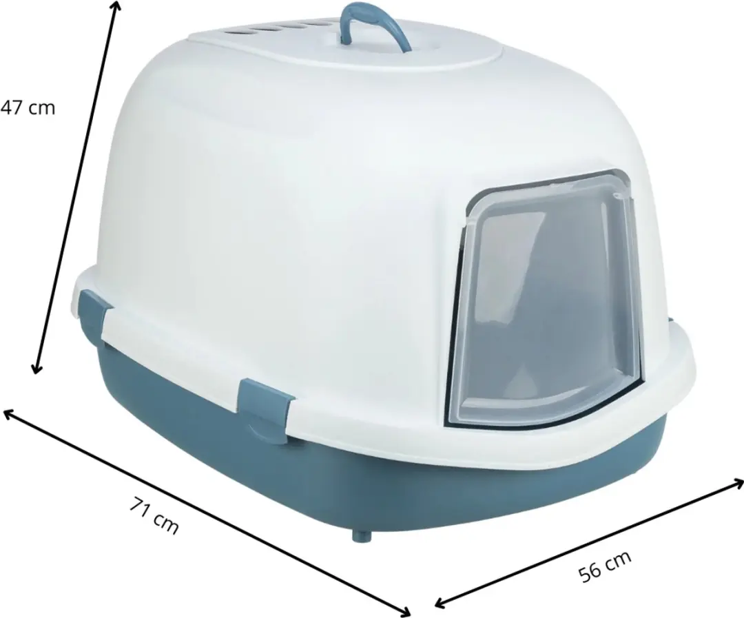 Trixie Primo Top XXL Kattenbak met Kap - 71x56x47cm - Blauw/Wit