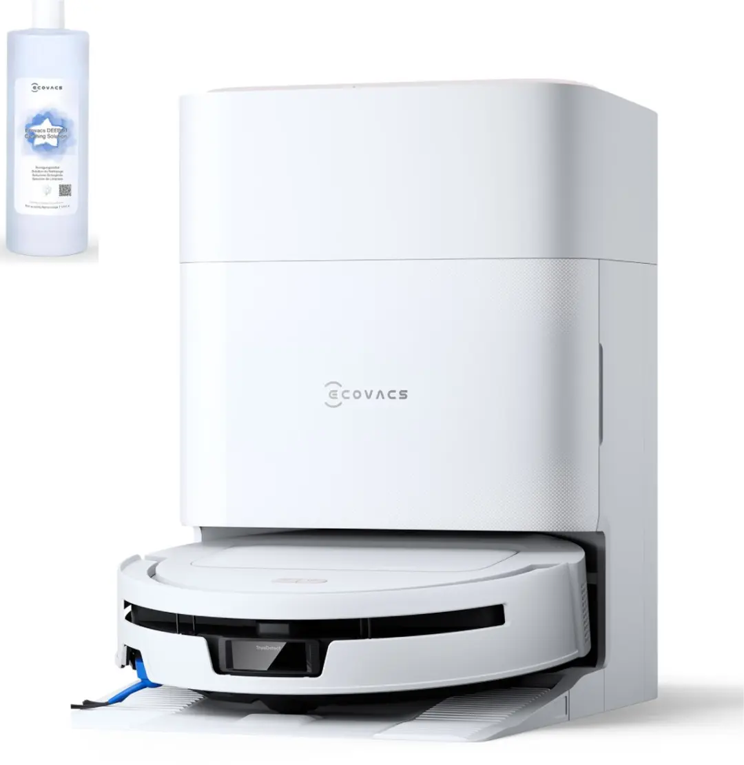 Ecovacs Deebot T90 Max Pro Omni – Robotstofzuiger Met Dweilfunctie – 40.000 Pa – 9,5 cm Ultradun – ZeroTangle 4.0 Anti-klit – Omni-Station – Wit – 1000ml Schoonmaakmiddel