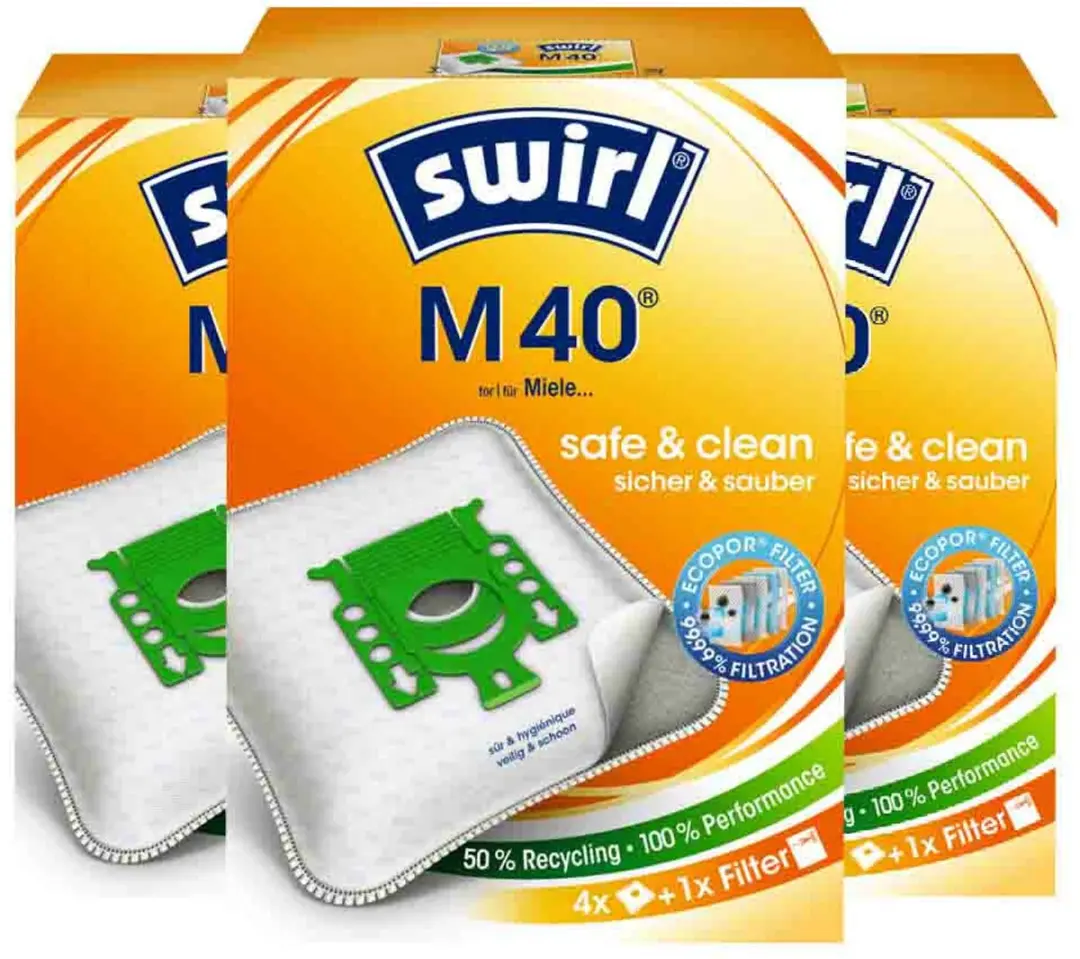 Swirl Stofzuigerzakken M40 MP Plus - 12 Stuks (3x4) - Miele - afbeelding 3 van 3