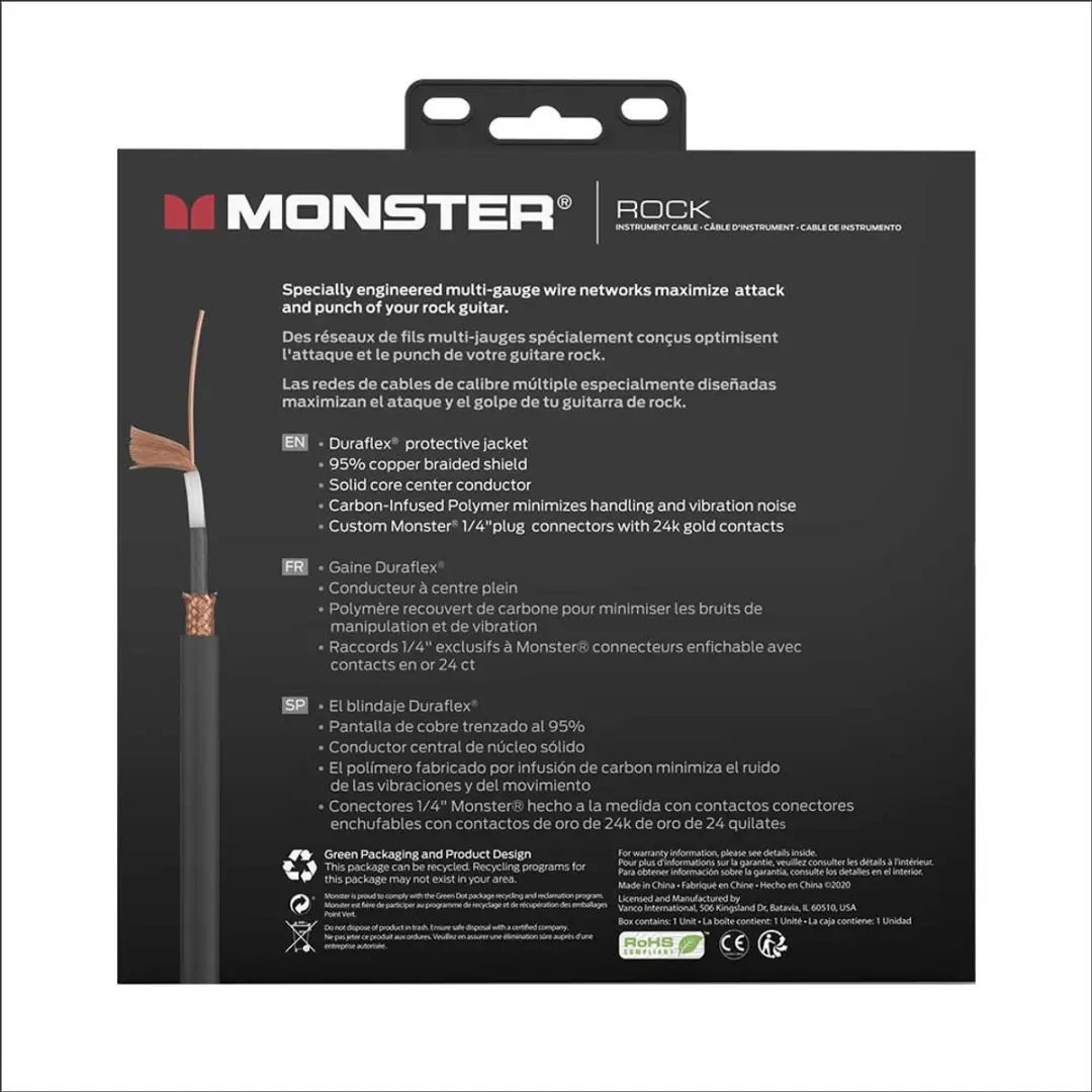 Monster Cable Rock Gitaarkabel 6.4m - Zwart