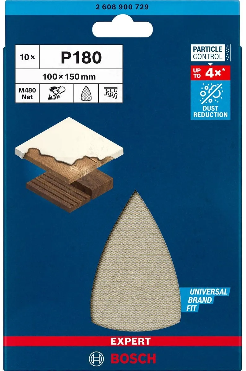 Bosch Professional EXPERT M480 Schuurnet 100x150mm K180 - 10 Stuks - afbeelding 6 van 6