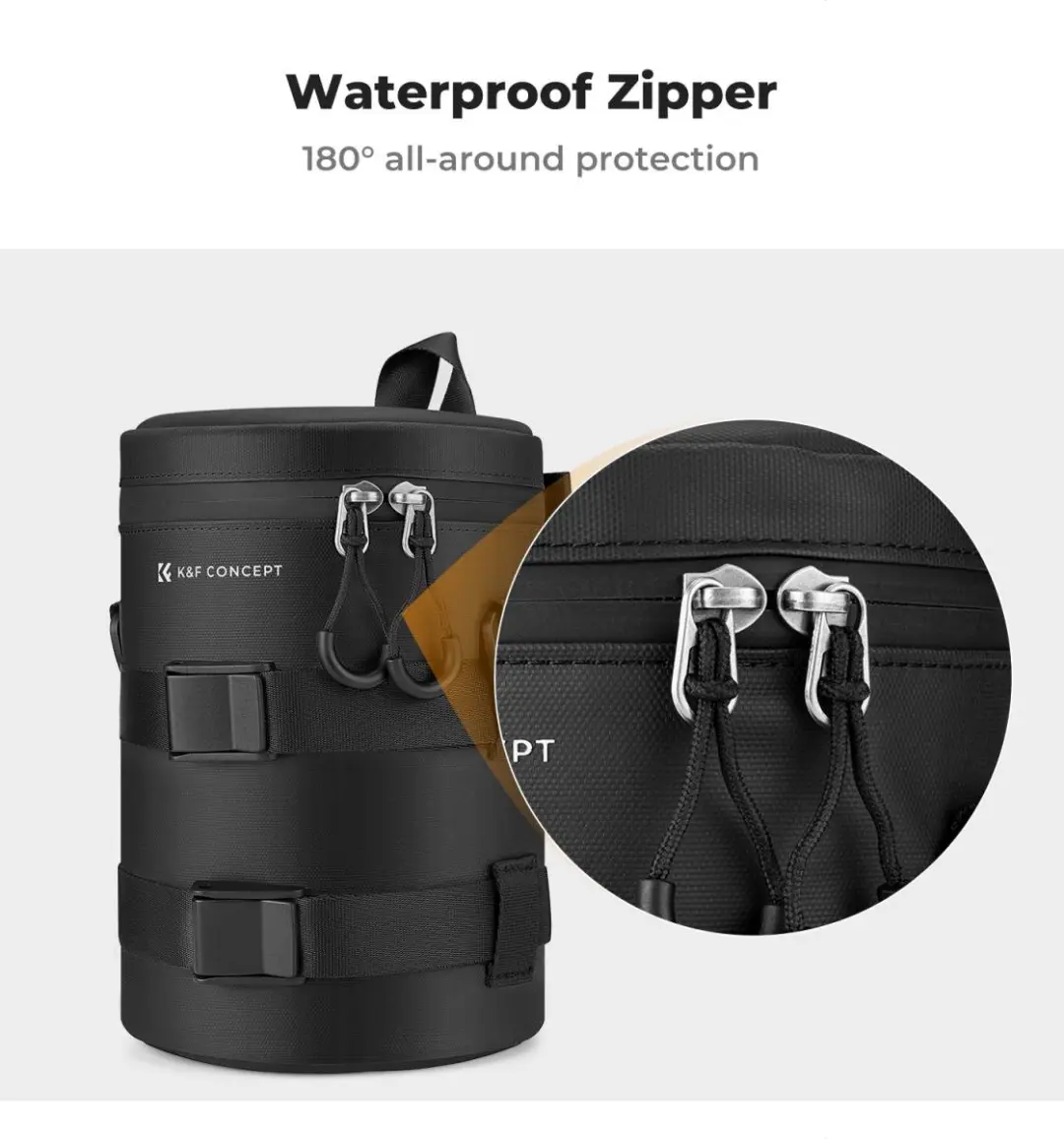 K&F Concept KF13.189 Camera Lens Pouch - Maat S - Zwart - afbeelding 2 van 6