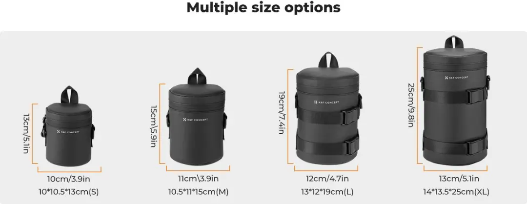 K&F Concept KF13.189 Camera Lens Pouch - Maat S - Zwart - afbeelding 5 van 6