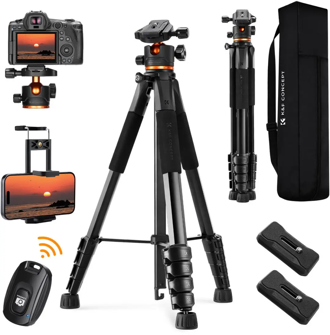 K&F Concept S255A3+BH-36 statief tripod foto camera video vlog bluetooth telefoo