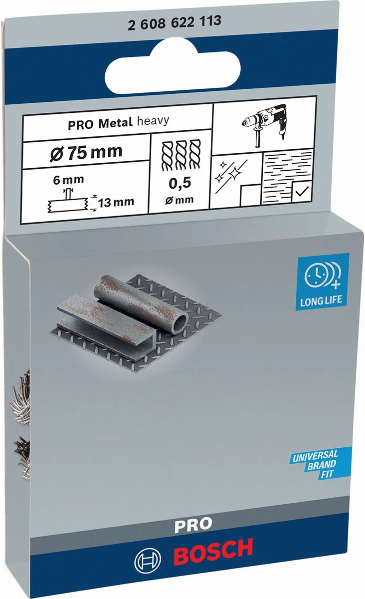 Bosch Professional 6mm Schijfborstel 75Vlecht Staal - Grijs