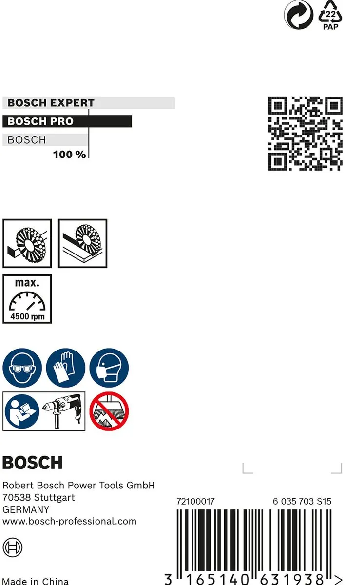 Bosch Professional 6mm Schijfborstel 75Vlecht Staal - Grijs