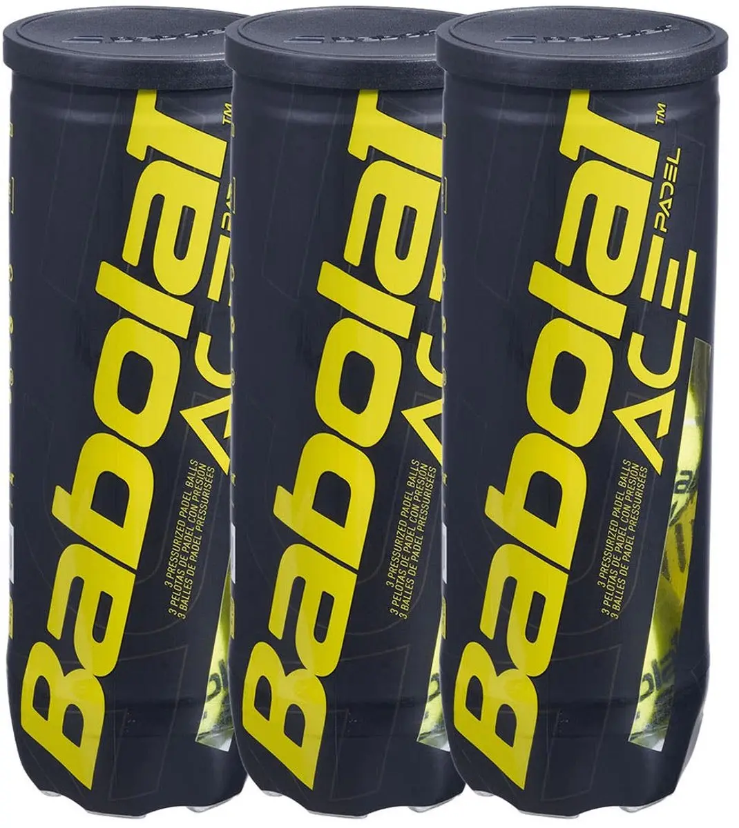 Tripack Of 3 Babolat Ace Padel 3 Ball Cans
