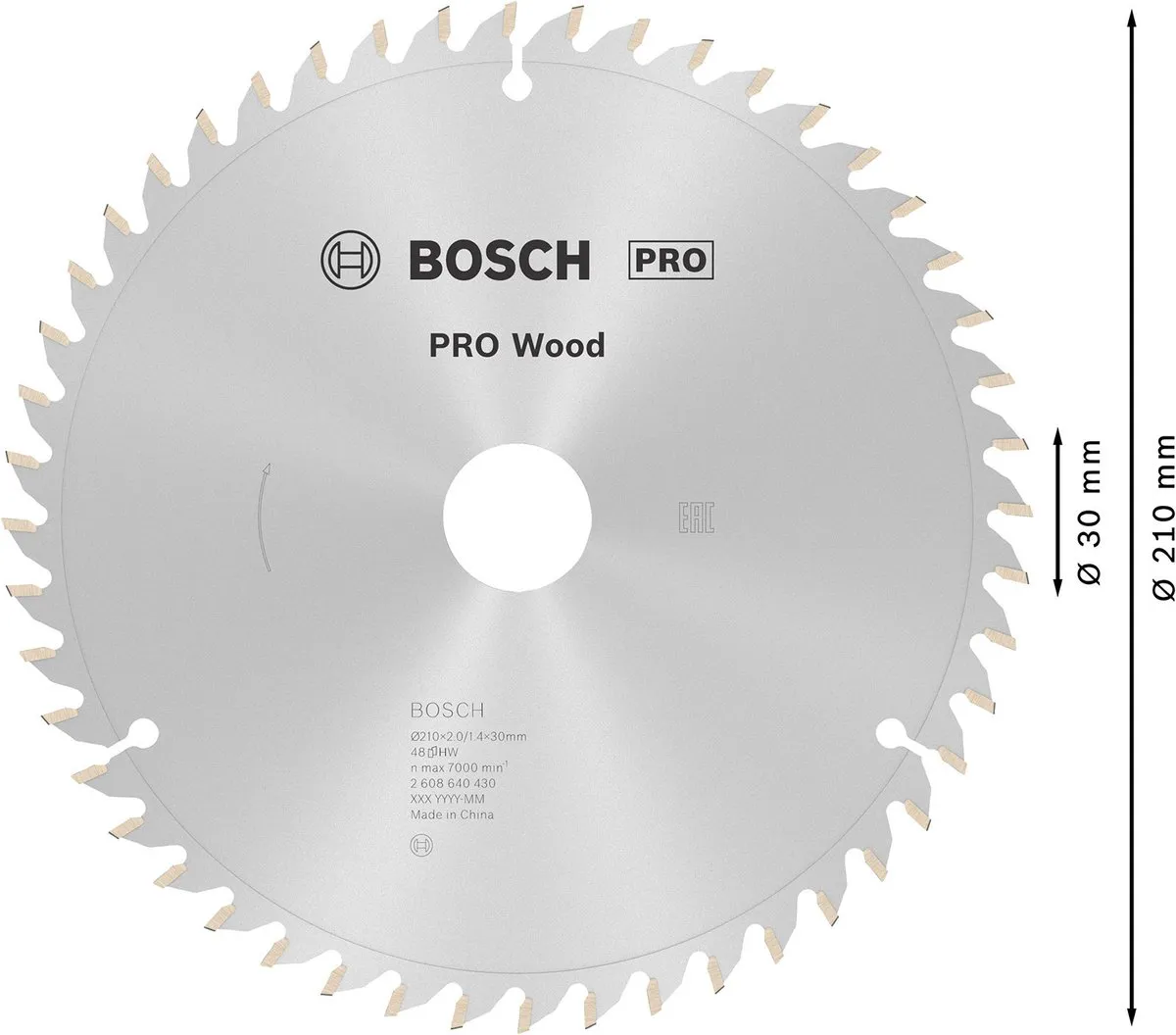 Bosch Professional PRO Wood Cirkelzaagblad 210mm