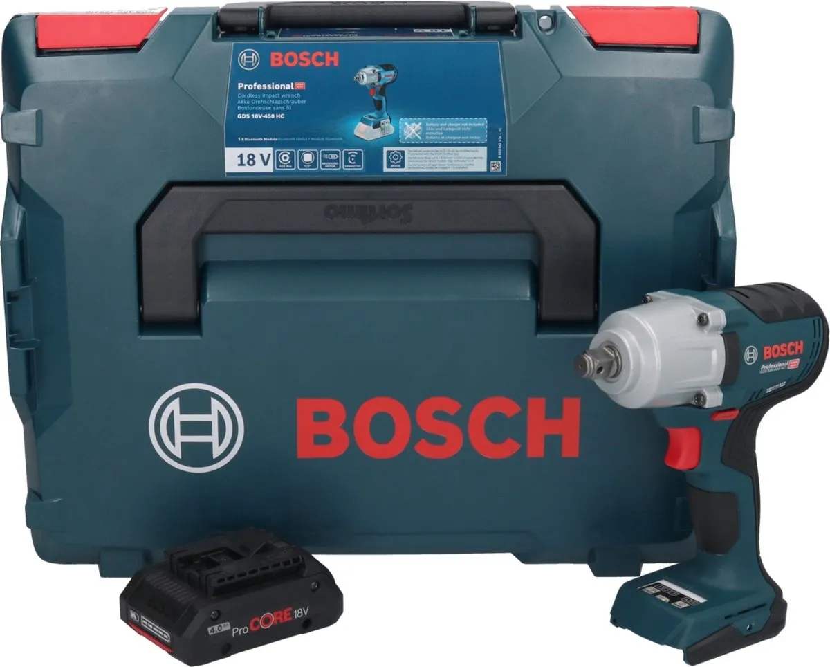 Bosch Professional GDS 18V-450 HC Accuslagmoersleutel 450Nm - 1x 4.0Ah Accu