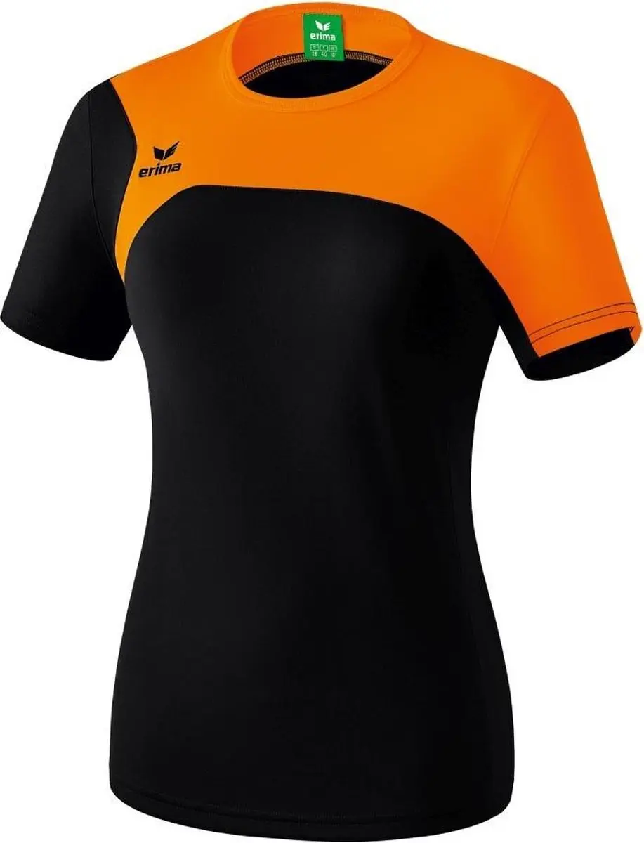 Erima Club 1900 2.0 T-Shirt Dames Zwart-Oranje Maat 40