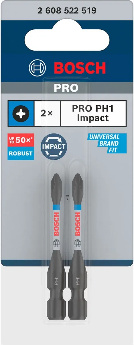 Bosch Professional 2 PRO Bits Impact PH1 55mm