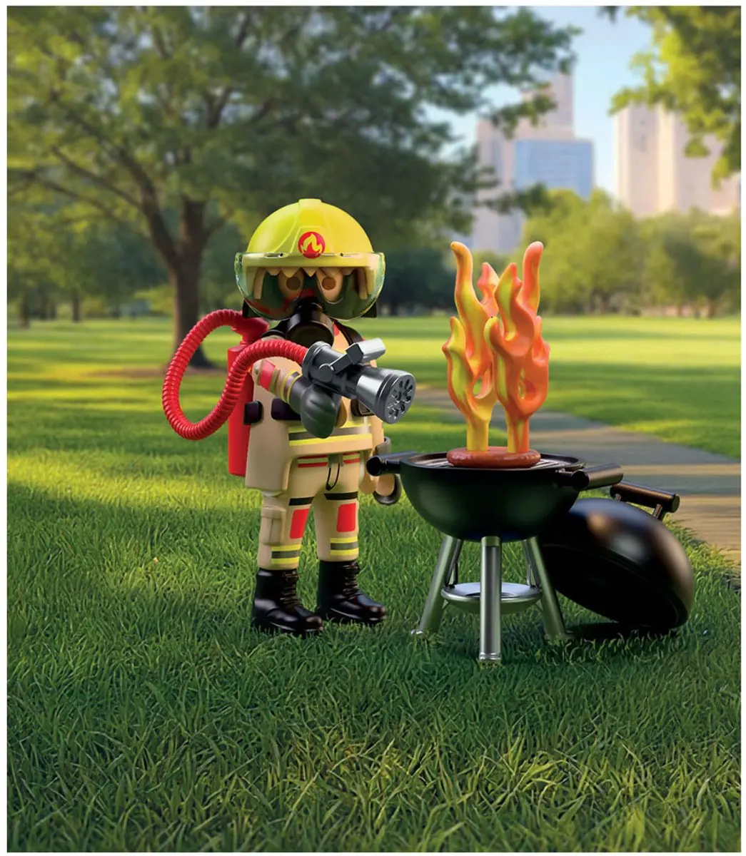 Playmobil Specials Brandweerman met Brandhaard 72149 - afbeelding 3 van 5
