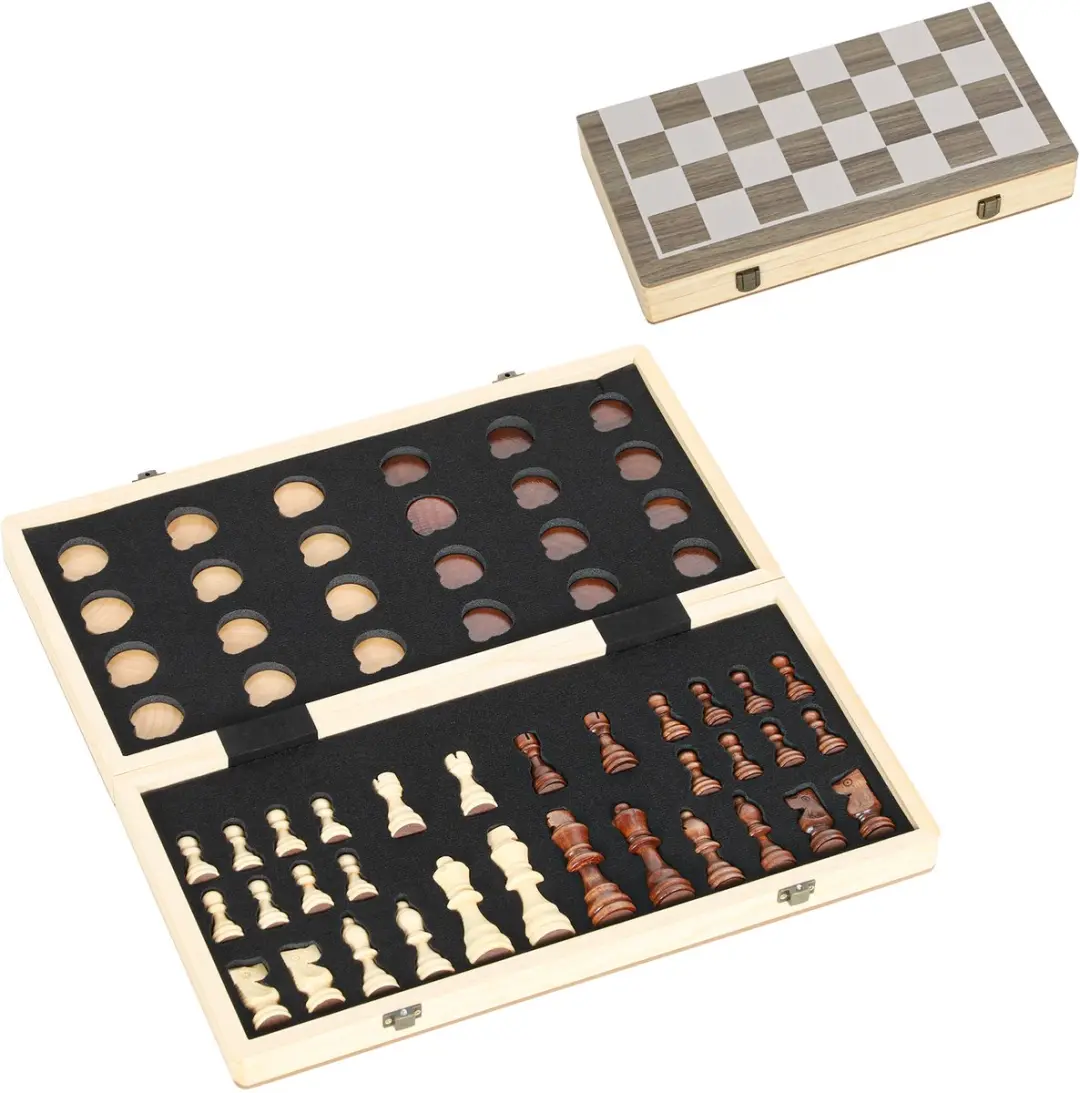 SPORTNOW Schaken Set MDF, grenenhout 38,5L x 38,5B x 2,8H cm Walnoot