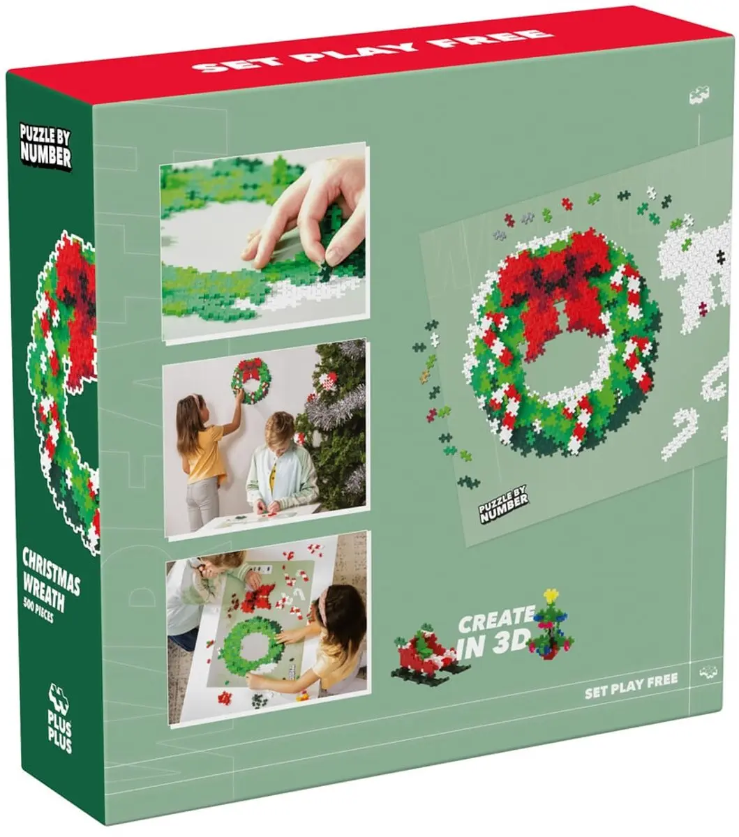 Plus-Plus Puzzle by Number Kerstkrans 3D
