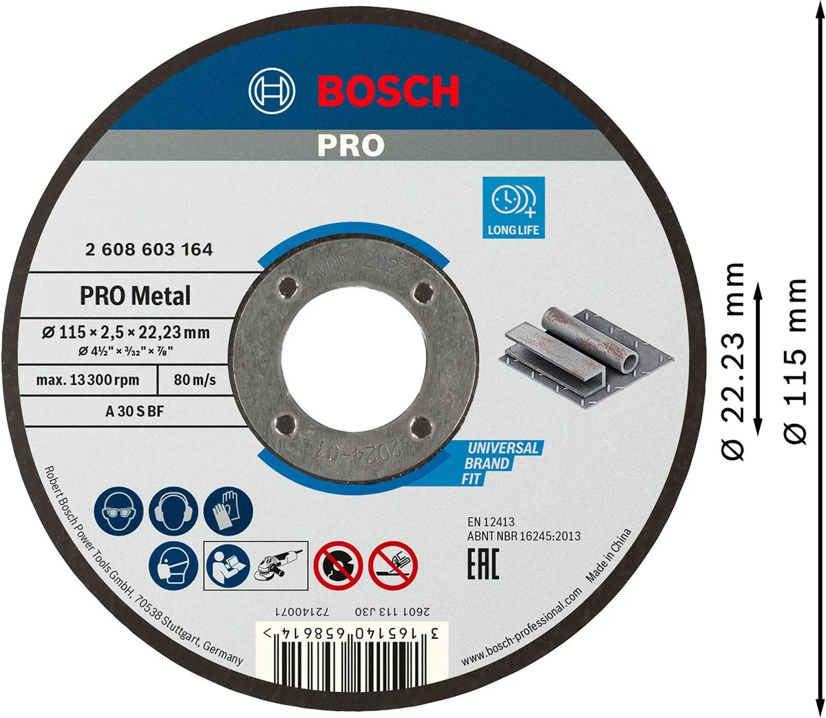 Bosch Professional Doorslijpschijf A 30 S BF 115mm Metaal - 2,5mm