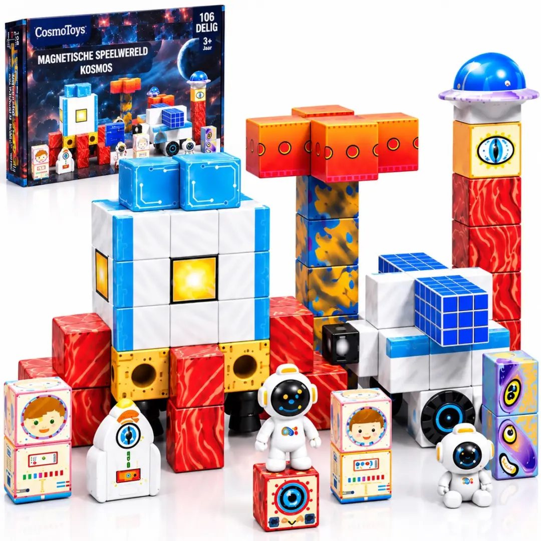 CosmoToys Magnetic Tiles - Magnetische Blokken - Magnetisch Speelgoed - Magneten Speelgoed - afbeelding 3 van 5