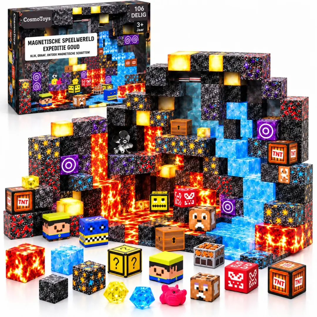 CosmoToys Magnetic Tiles - Magnetische Blokken - Magnetisch Speelgoed - Magneten Speelgoed - afbeelding 4 van 5