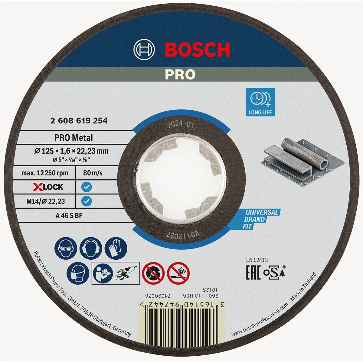 Bosch Professional Xlock Doorslijpschijf 125mm Metaal - 2608619254