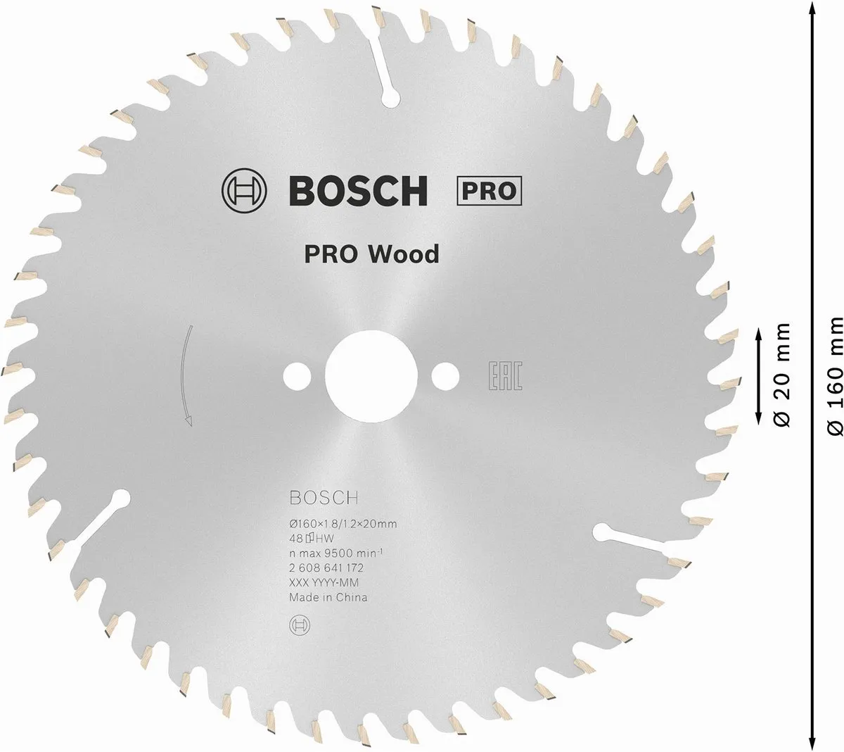 Bosch Professional Cirkelzaagblad Optiline 160x20/16x1,8 48T Hout