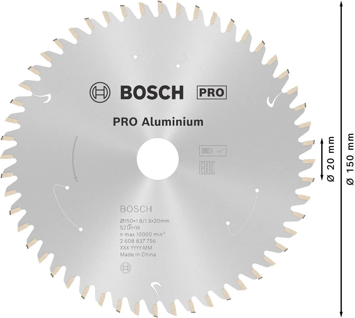 Bosch Professional Accuzaagblad 150mm 52 Tanden - Aluminium/Kunststof/Hout