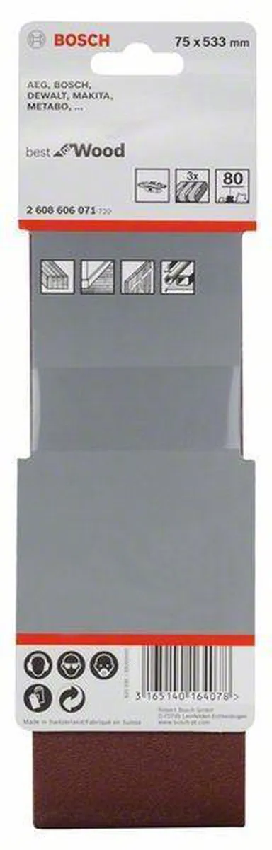 Bosch Professional 3 Banden 75x533 Best Wood+Paint - 3 Stuks