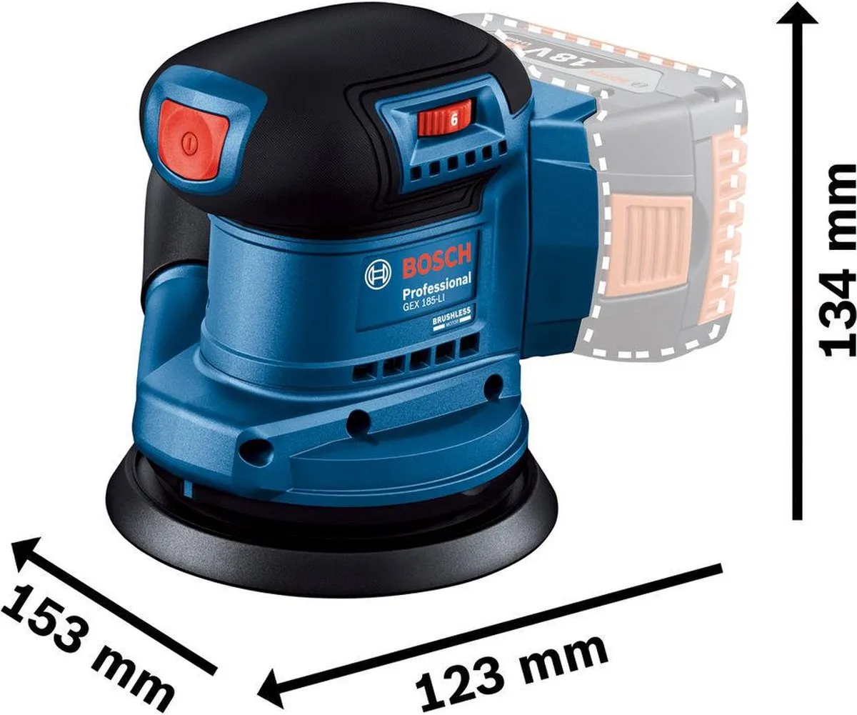 Bosch Professional GEX 185-LI Excenterschuurmachine 18V